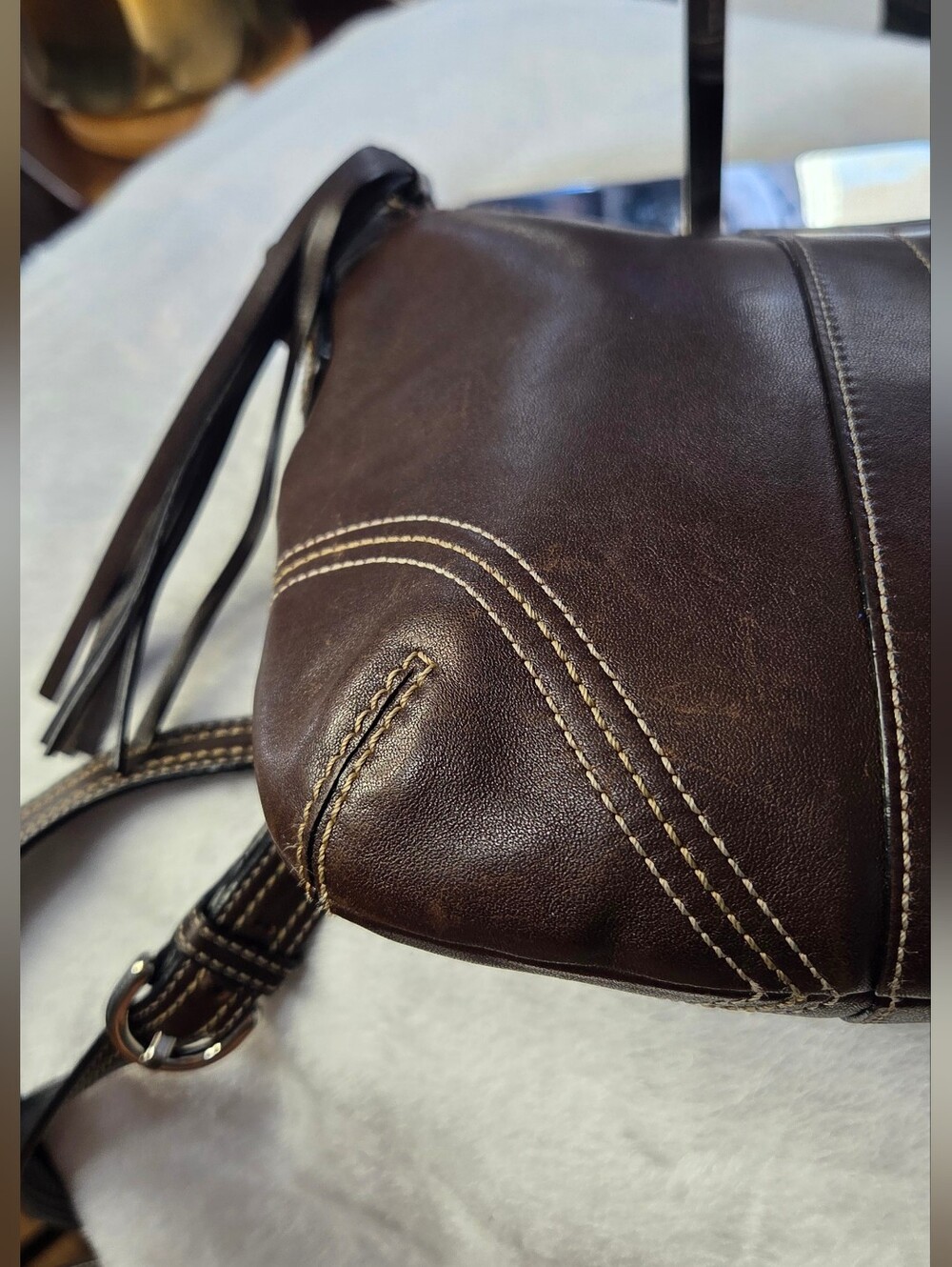 COACH Brown Leather Crossbody Bag Adjustable Strap- Y2K - Picture 6 of 11
